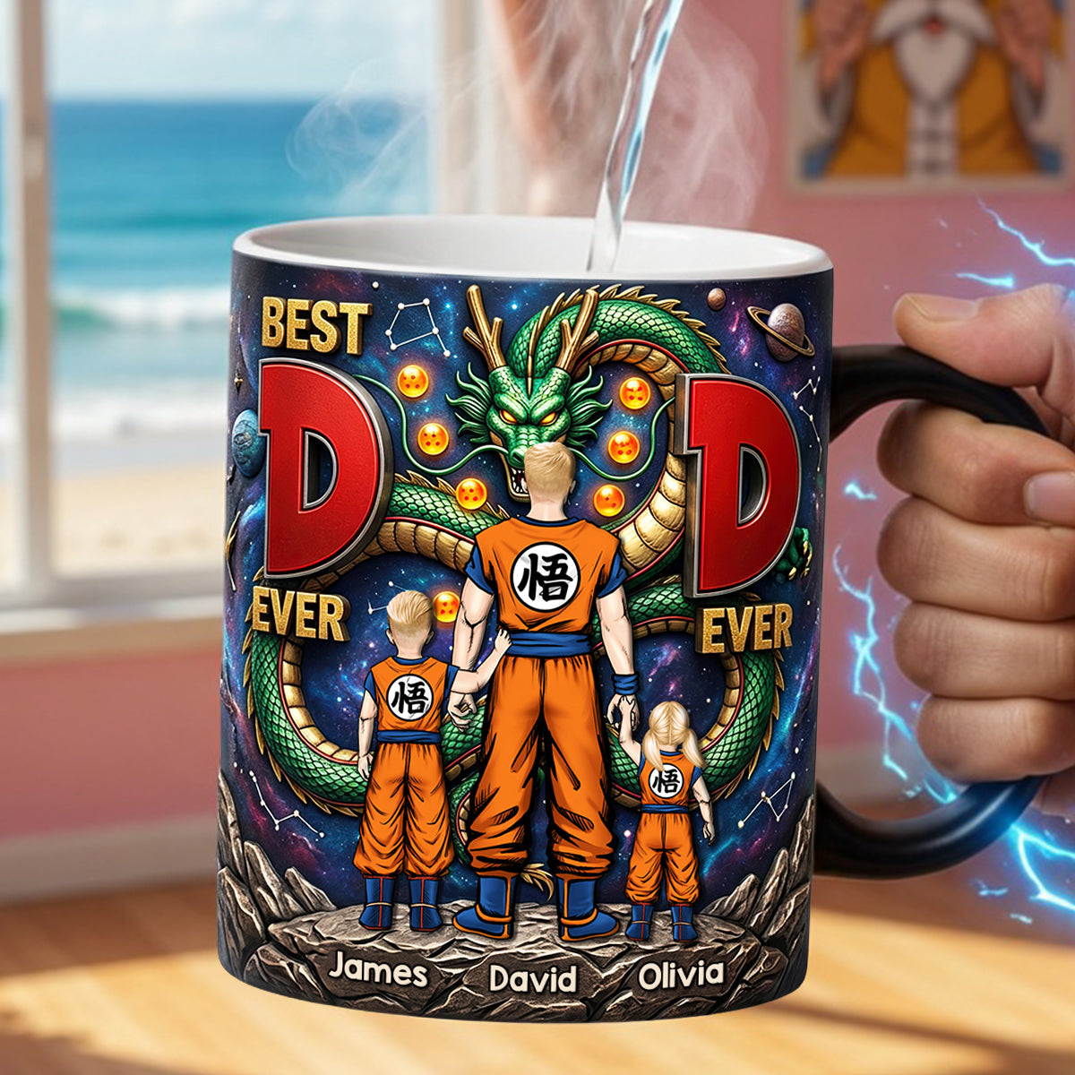“Best Dad Ever” - Cosmic Aura Dad Magic Ceramic Coffee Mug - Personalized Gift for Dad, Grandpa, and More Coffee Mug PopCulturePrints