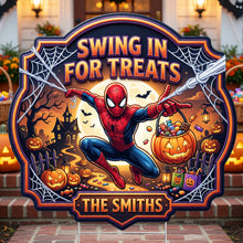 Load image into Gallery viewer, Swing in for Treats - Personalized Halloween Yard Sign
