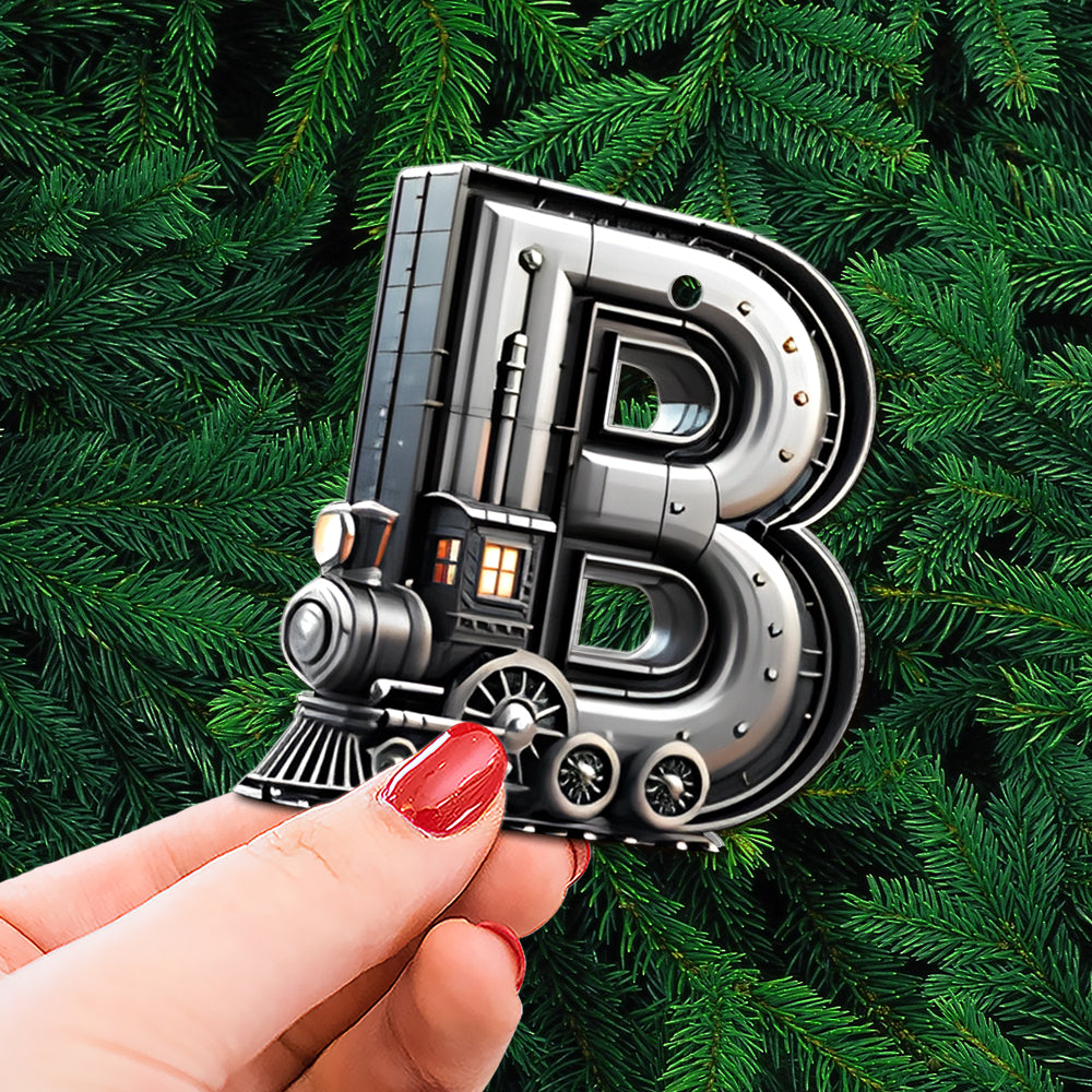 Personalized Train Lover Christmas Ornament - Custom Alphabet Letter