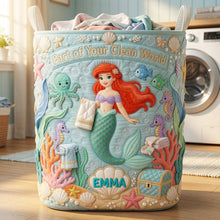 Load image into Gallery viewer, “Part of Your Clean World” - Personalized Fantasy Quilted Laundry Basket - Perfect Gift for Kids, Friends, and Family
