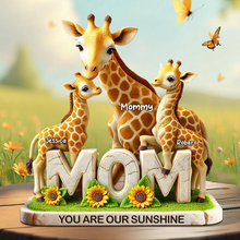 Load image into Gallery viewer, You Are Our Sunshine - Personalized Giraffe Mom Plaque | Unique Gift for Mom, Grandma &amp; More Shaped Plaques PopCulturePrints
