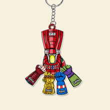 Load image into Gallery viewer, Custom Superhero Dad Fist Bump Keychain Keychains PopCulturePrints
