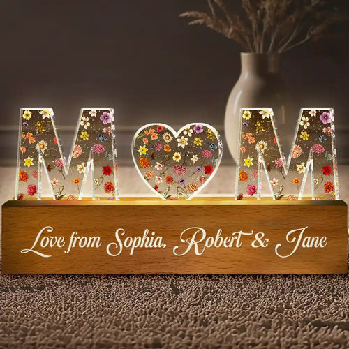 Love from Family - Personalized Floral Letter LED Light for Mom, Grandma & Special Occasions Custom Shaped LED Light PopCulturePrints