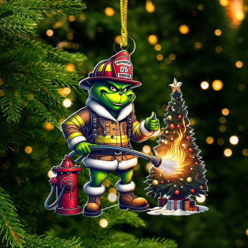 Personalized Firefighter Christmas Ornament - Saving Christmas Spirit Ornament PopCulturePrints
