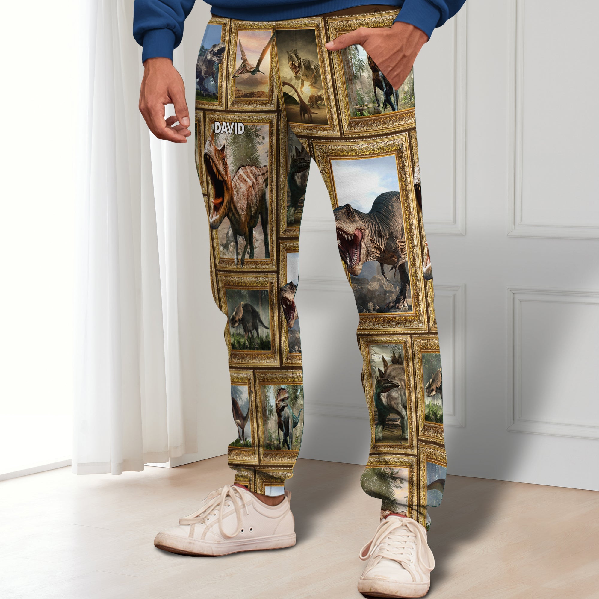 Personalized Dinosaur Lovers Joggers - Unique Custom Sweatpants Shorts and Pants PopCulturePrints