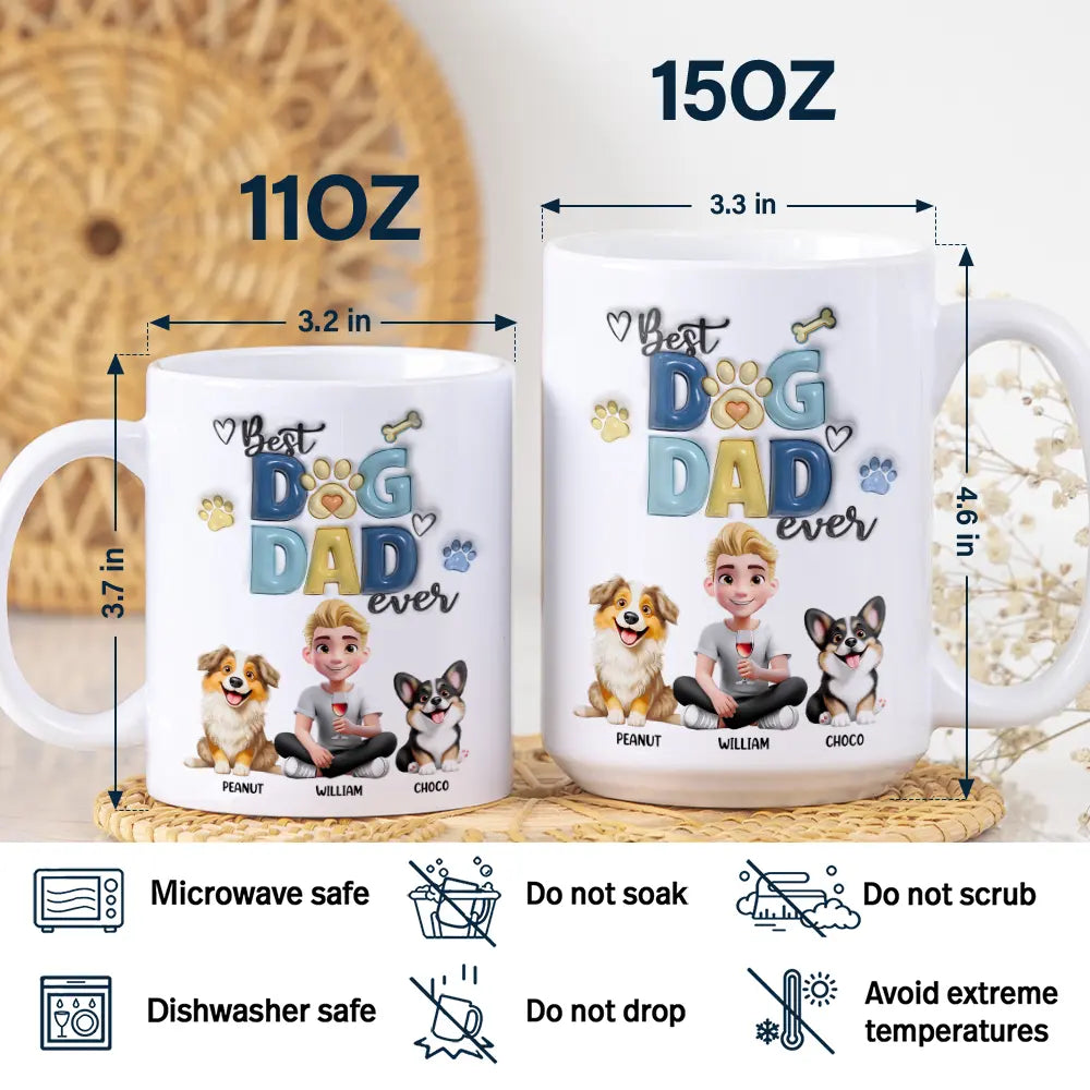 Best Dog Dad Ever - Personalized White Edge-to-Edge Mug Mug PopCulturePrints