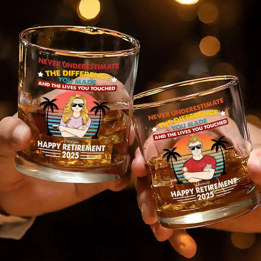 Never Underestimate The Difference You Made - Personalized Whiskey Glass Whiskey Glass PopCulturePrints