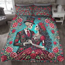 Load image into Gallery viewer, Personalized Skull Couple Quilt Bedding Set | Custom Gifts for Couples Blanket PopCulturePrints
