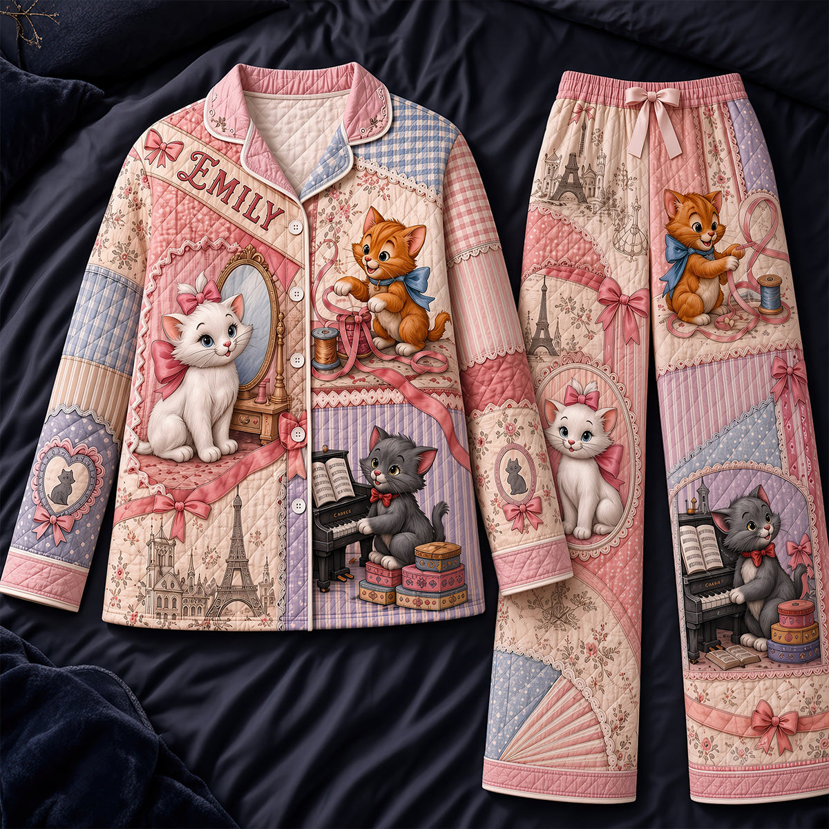 Adorable Cat Pajama Set - Personalized Gifts for Cat Lovers