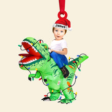 Load image into Gallery viewer, Personalized Funny Dinosaur Christmas Ornament for Kids Ornament PopCulturePrints
