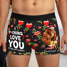 Load image into Gallery viewer, &quot;I F*CKING LOVE YOU (Either Way Works)&quot; - Naughty Couple Men&#39;s Boxers - Personalized Gift for Him Boxer Briefs PopCulturePrints
