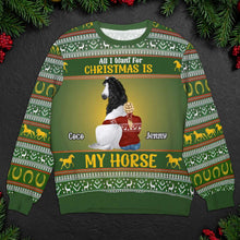 Load image into Gallery viewer, Personalized Horse Lover Christmas Sweater - Custom Ugly Holiday Gift AOP Products PopCulturePrints
