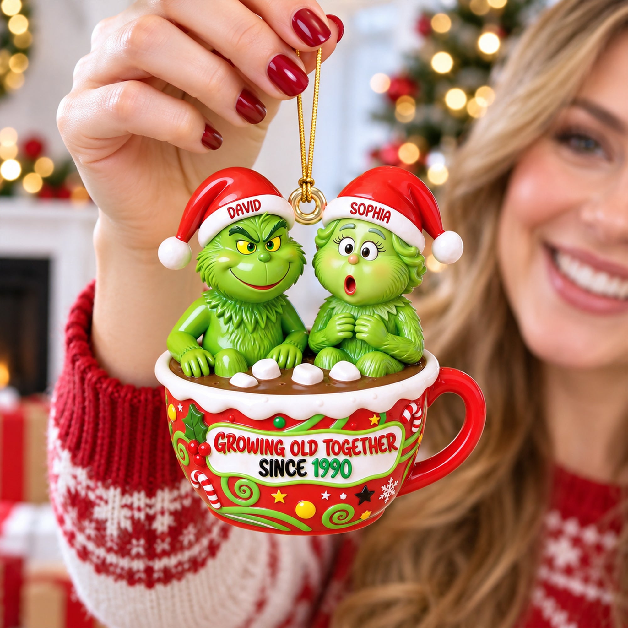 Growing Old Together - Personalized Hot Chocolate Cup Ornament for Couples Ornament PopCulturePrints