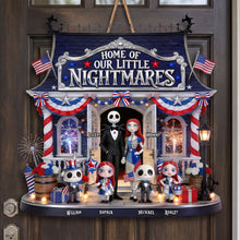 Load image into Gallery viewer, Home of Our Little Nightmares - Spooky Family Wood Sign - Personalized Gifts for Family Wood Sign PopCulturePrints
