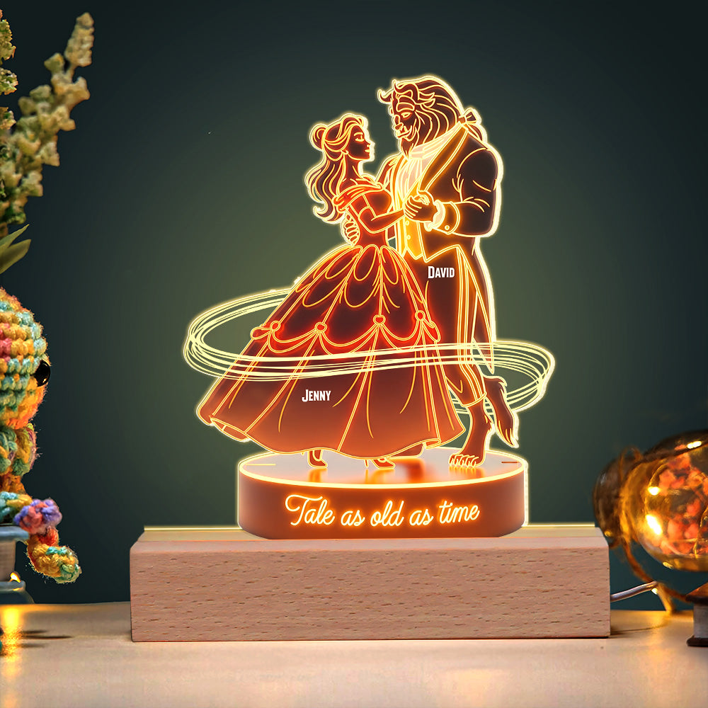 Tale as Old as Time - Personalized Fairy Tales LED Light for Couples Led Night Light PopCulturePrints