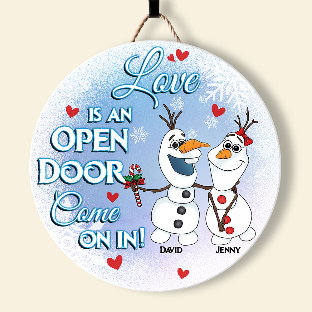 Personalized Love Is An Open Door Wood Sign - Perfect Gift for Couples Wood Sign PopCulturePrints