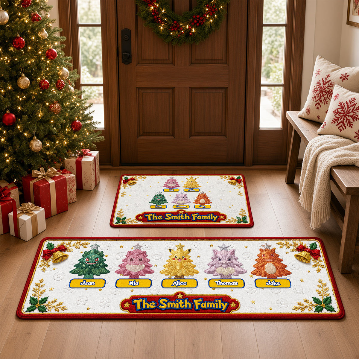 Bring Joy Home! Personalized Christmas Family Runner Rug - Unique Gift for Families