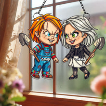 Load image into Gallery viewer, “Embrace the Dark Side!” Villain Couple Suncatcher Ornament - Personalized Gift for Horror Lovers Ornament PopCulturePrints
