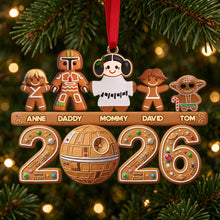 Load image into Gallery viewer, Explore the Galaxy with Your Loved Ones - Personalized Gingerbread Family Acrylic Ornament - Unique Christmas Gift for Family and Friends
