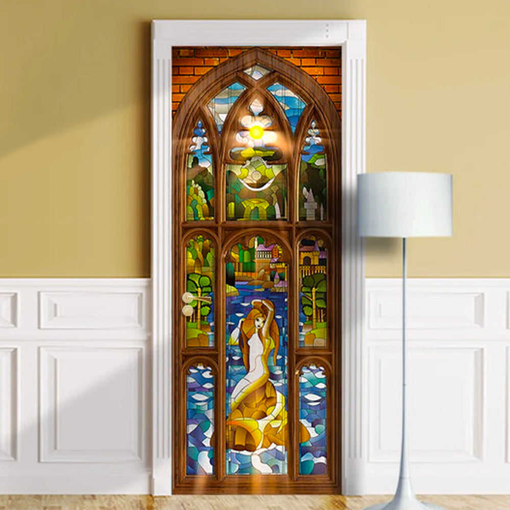 Mermaid Stained Glass Door Cover - Perfect Gift for Movie & Book Lovers