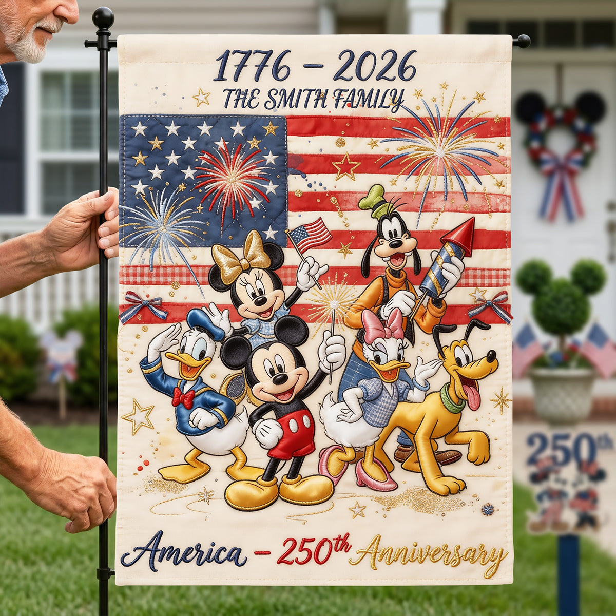 Celebrate Freedom Together - Personalized 250th Anniversary Garden Flag for Families Garden Flag PopCulturePrints
