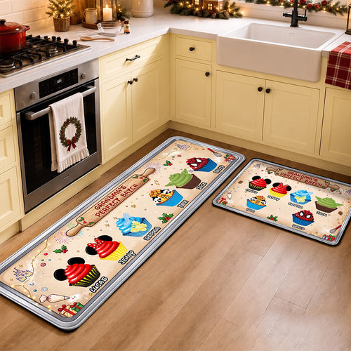 “Grandma’s Perfect Batch” - Sweet Cupcake Christmas Runner Rug - Personalized Gift for Grandmas Doormat PopCulturePrints