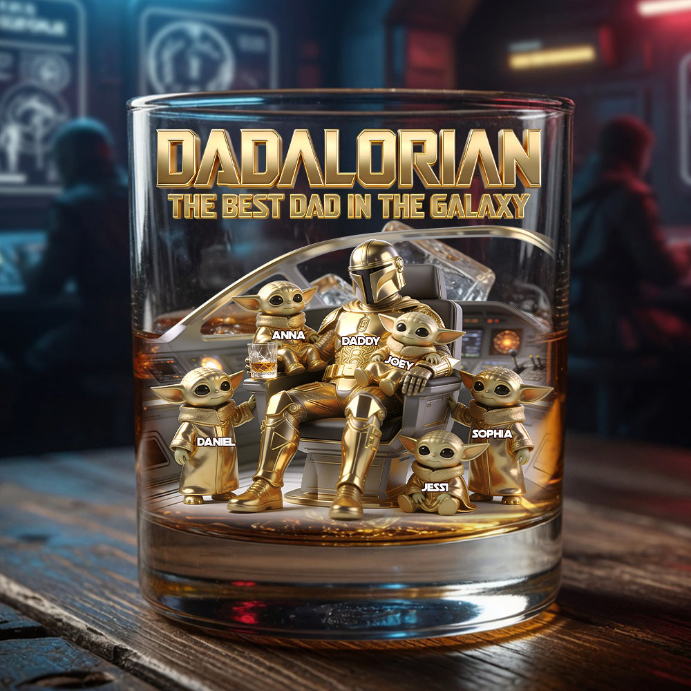 "The Best Dad in the Galaxy" - Legendary Space Dad Round Glass - Personalized Gift for Dads, Grandpas, and More Glass PopCulturePrints