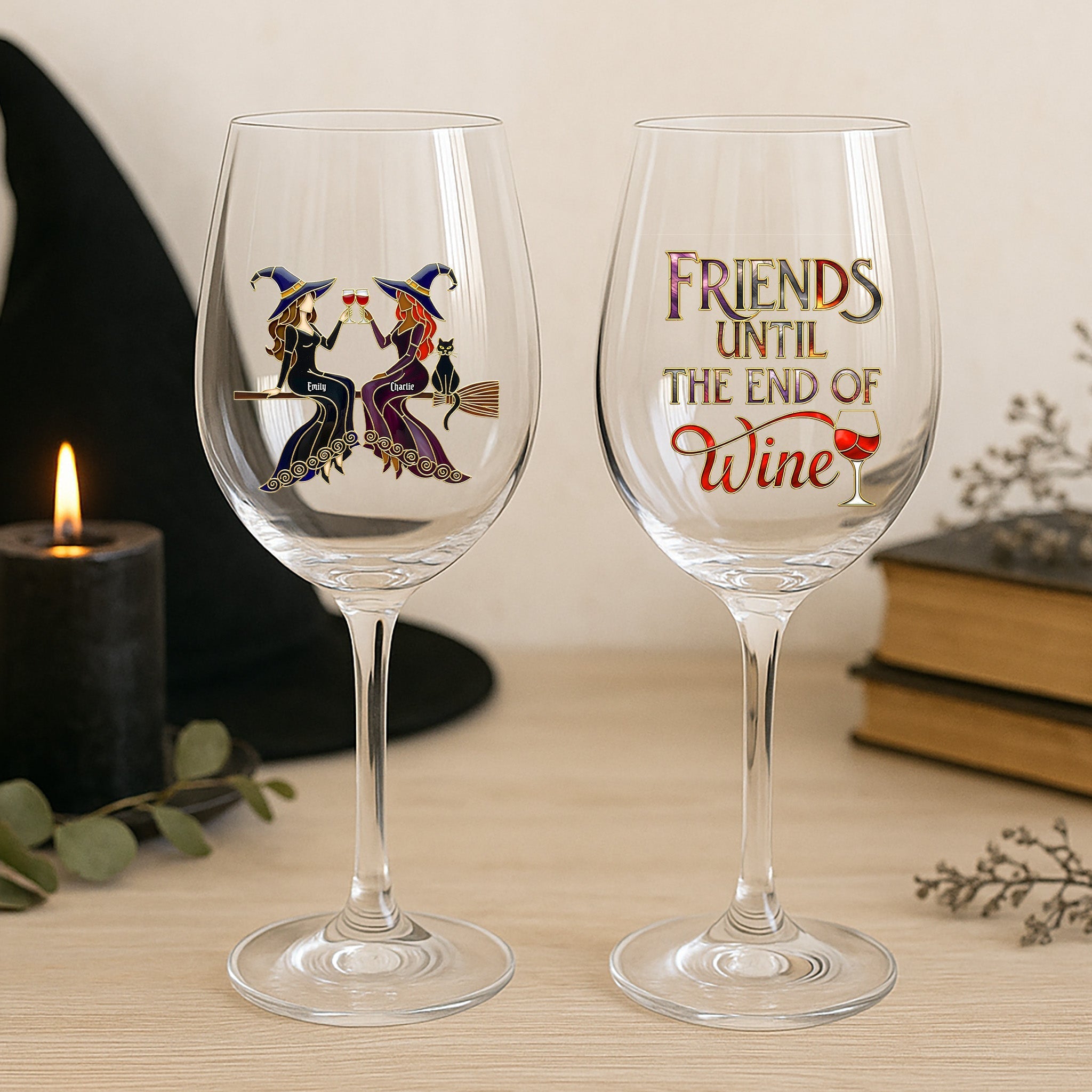 Witch Friends Wine Glass - Personalized Gift for Bestie Wine Glass PopCulturePrints