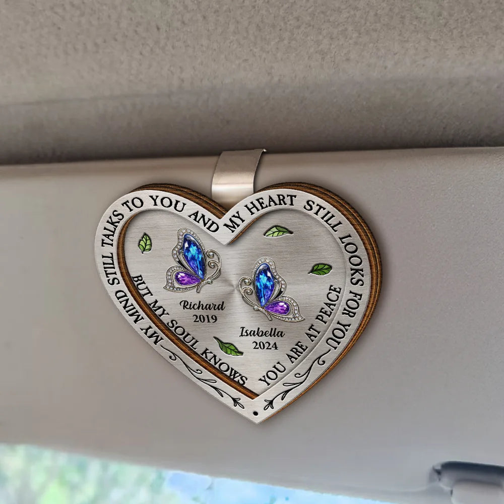 My Heart Still Talks To You - Personalized Heart Shaped Car Visor Clip Car Visor Clip PopCulturePrints