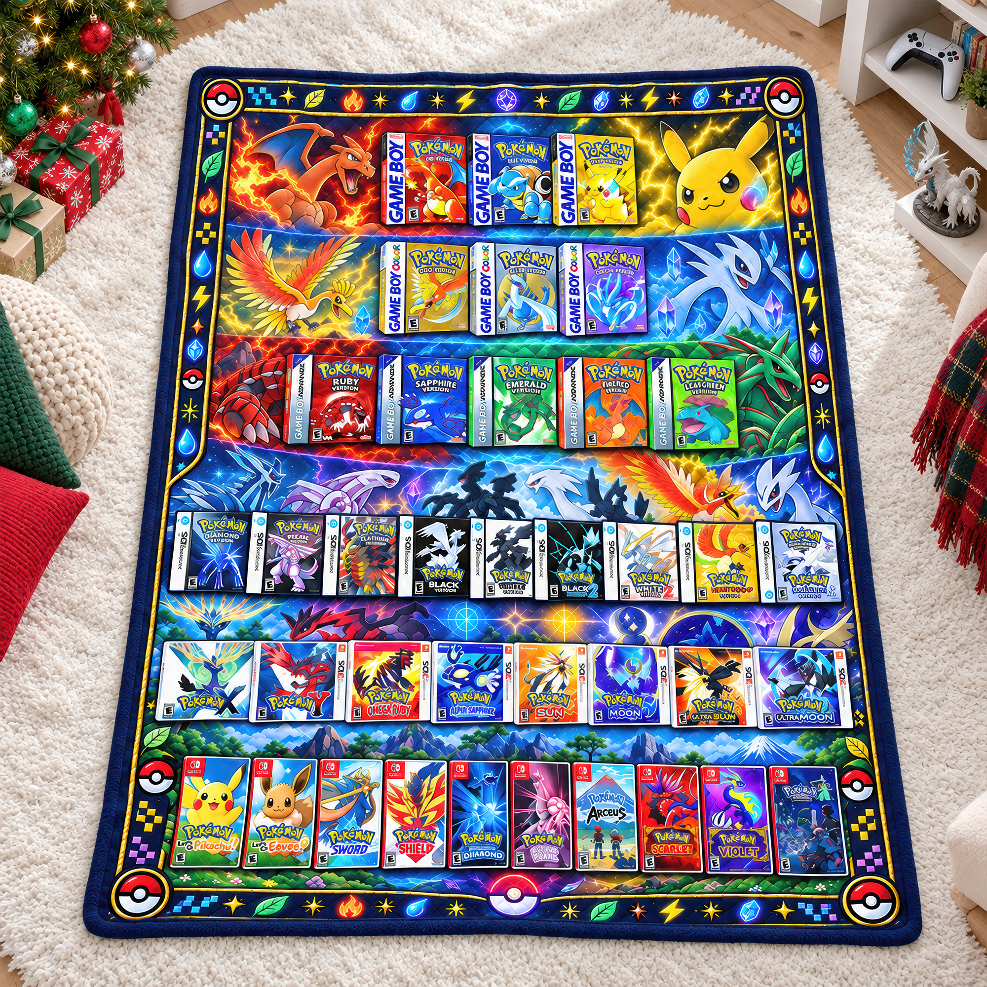 Catch the Fire: Creature Card Blanket - A Personalized Gift for Pokémon Fans Blanket PopCulturePrints