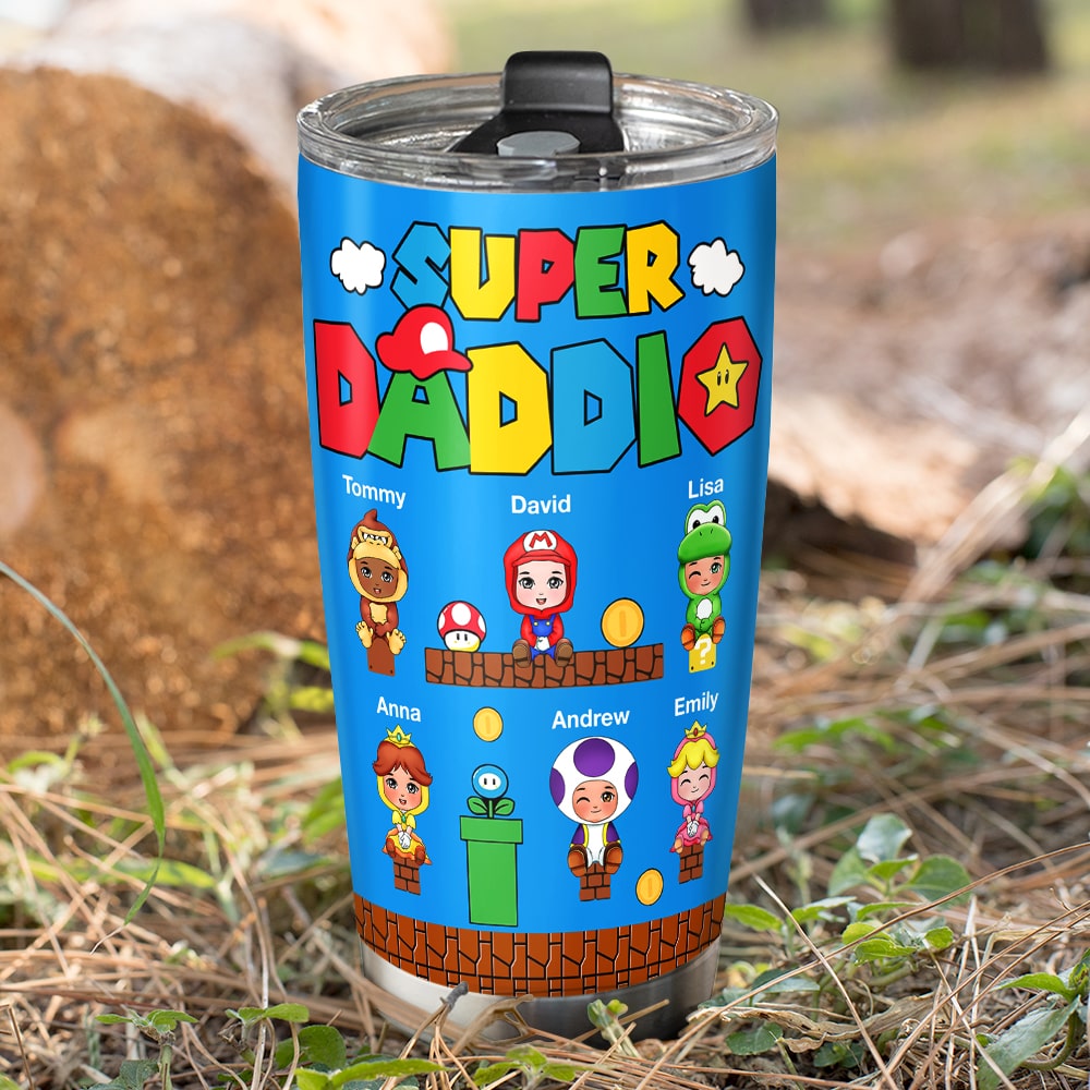 Personalized Super Dad Tumbler - Custom Father's Day Gift Tumbler Cup PopCulturePrints