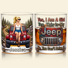 Load image into Gallery viewer, Yes, I Am A Girl - Off-Road Girl 11oz Round Glass - Personalized Gift for Travel Lover Glass PopCulturePrints
