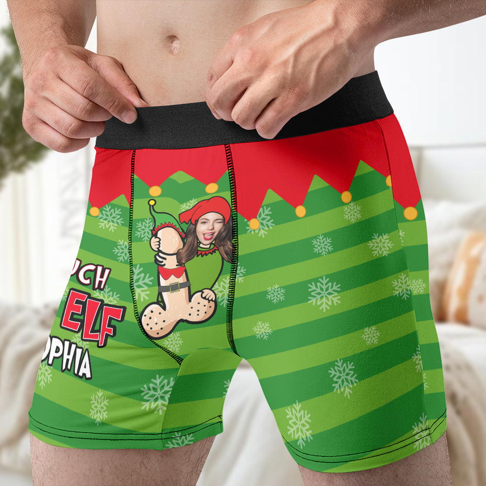 Custom Funny Elf Boxers for Men - Personalized Gift Boxer Briefs PopCulturePrints