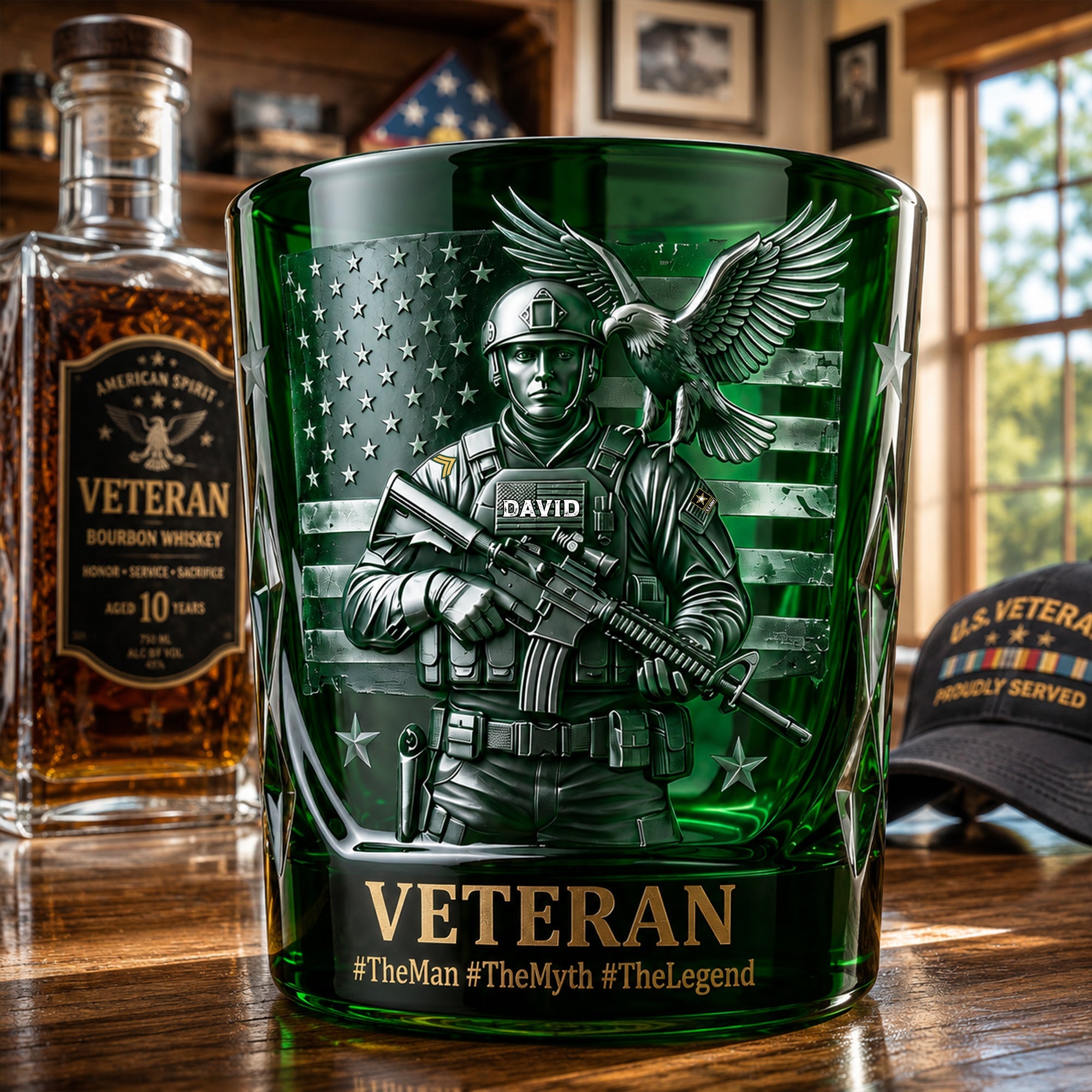Fierce American Veteran Drinking Glass - Personalized Gift for Veterans