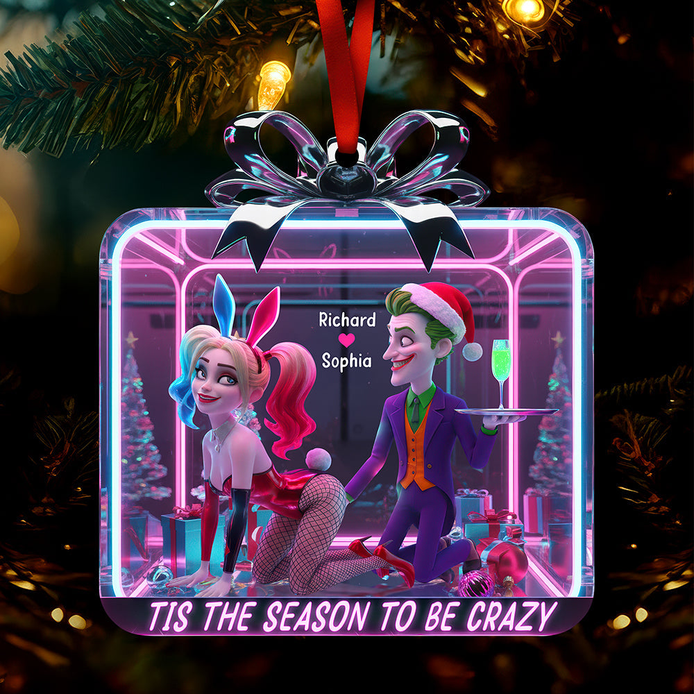 Tis the Season to Be Crazy - Personalized Naughty Couple Christmas Ornament Ornament PopCulturePrints
