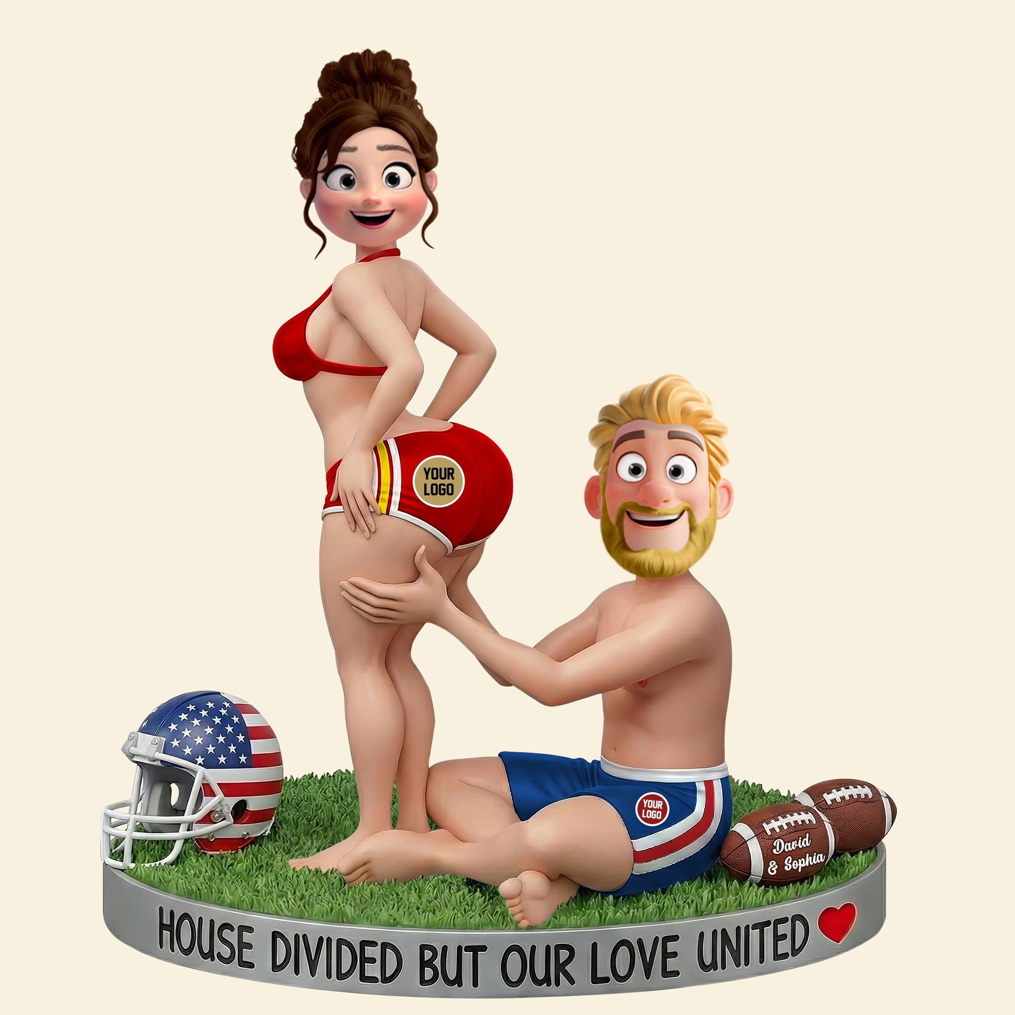 House Divided But Our Love United - Sport Couple Love Acrylic Plaque | Personalized Gift for Couples Shaped Plaques PopCulturePrints