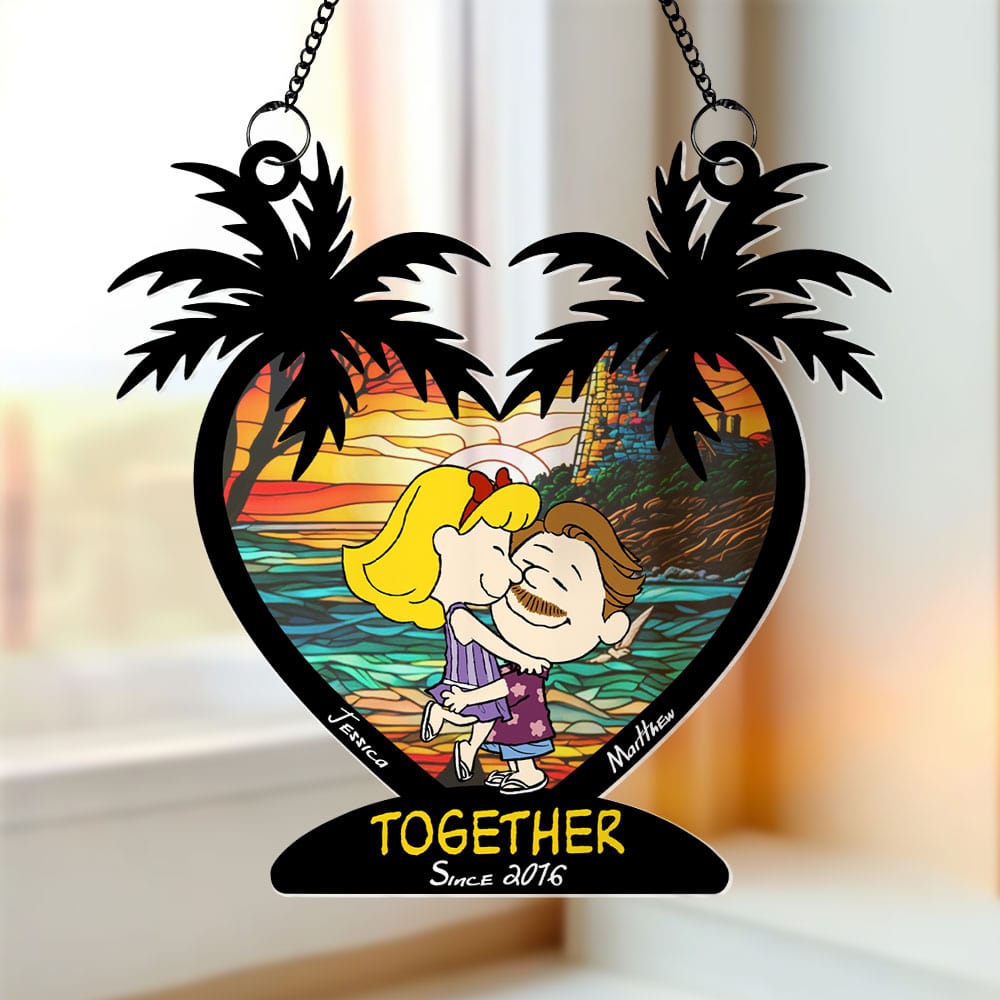 Personalized Couple Cartoon Ornament - Together Since [Year]