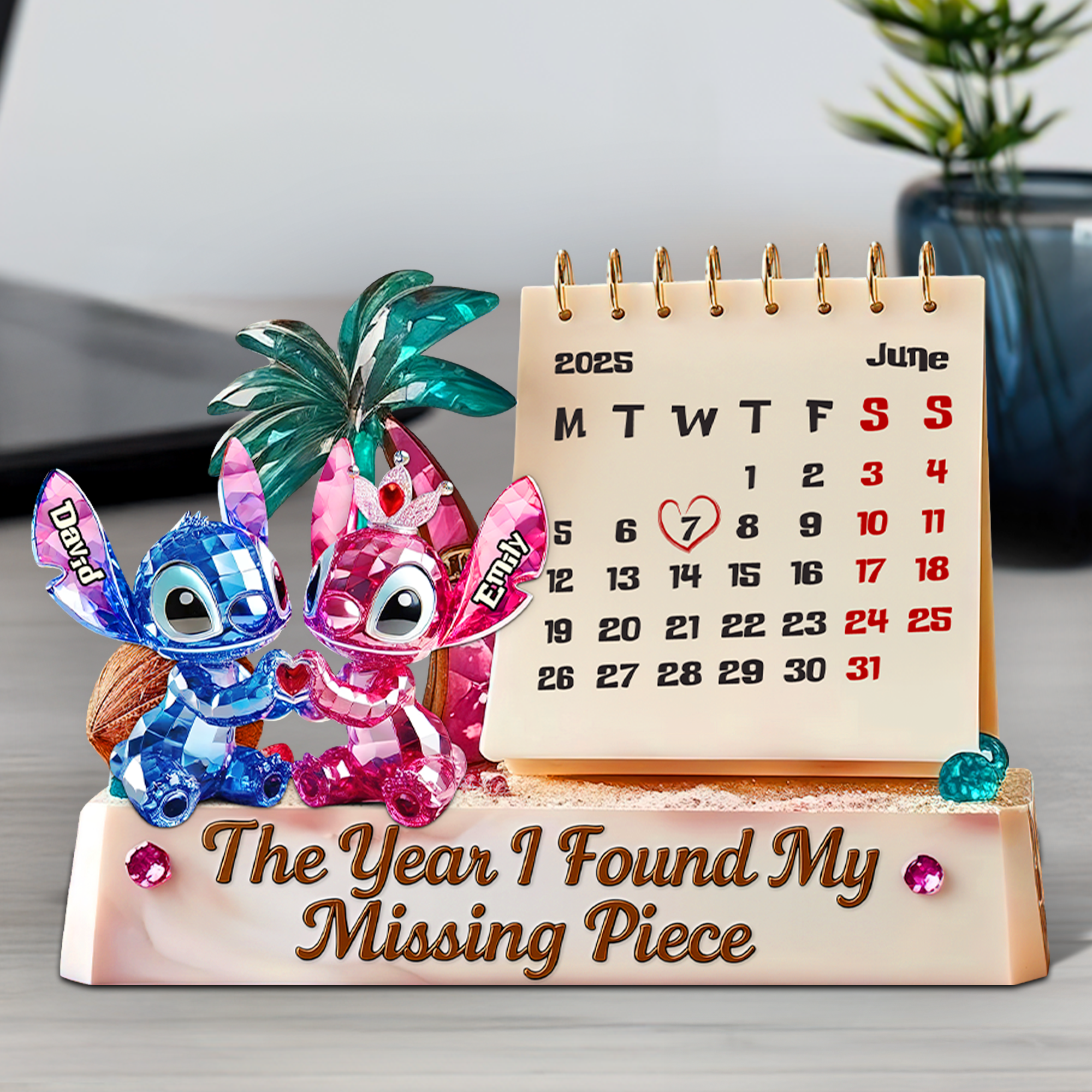 The Year I Found My Missing Piece - Cute Monster Couple Plaque - Personalized Gift for Couples Shaped Plaques PopCulturePrints