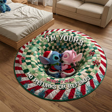 Load image into Gallery viewer, I'm Yours - Kissing Alien Couple Round Mat - Personalized Christmas Gift for Couples Doormat PopCulturePrints
