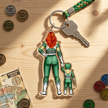 Load image into Gallery viewer, "A Mighty Mom is a Hero in Every Way" - Personalized Mighty Mom Acrylic Keychain - Custom Gift for Mom, Grandma, and Loved Ones Keychains PopCulturePrints
