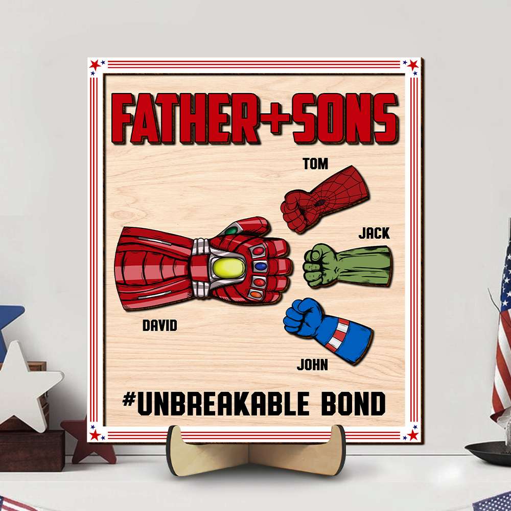 Personalized Father & Sons Superhero Inspired Wood Sign Wood Sign PopCulturePrints