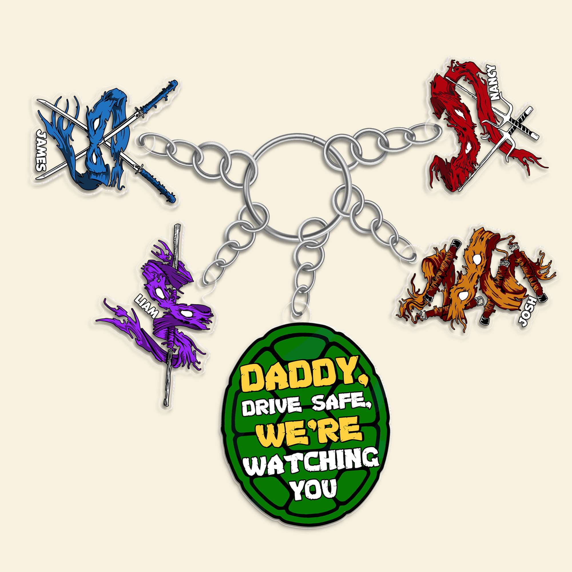 Customizable Keychain for Dad with Character Charms Keychains PopCulturePrints