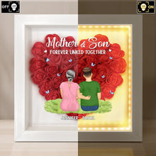 Load image into Gallery viewer, Mother &amp; Daughter Forever Linked Together - Personalized LED Light Flower Shadow Box LED Light Flower Shadow Box PopCulturePrints
