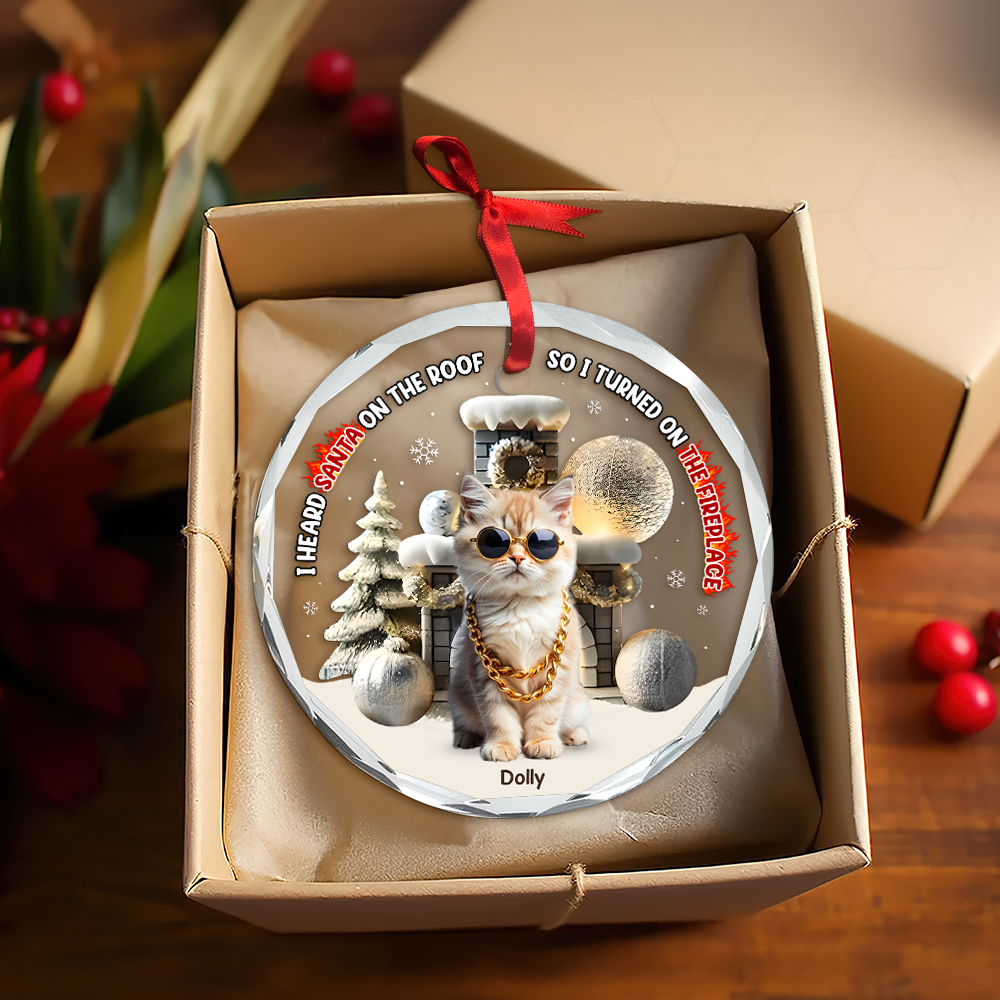 Personalized Pet Lover's Christmas Ornament - Turned On The Fireplace Ornament PopCulturePrints