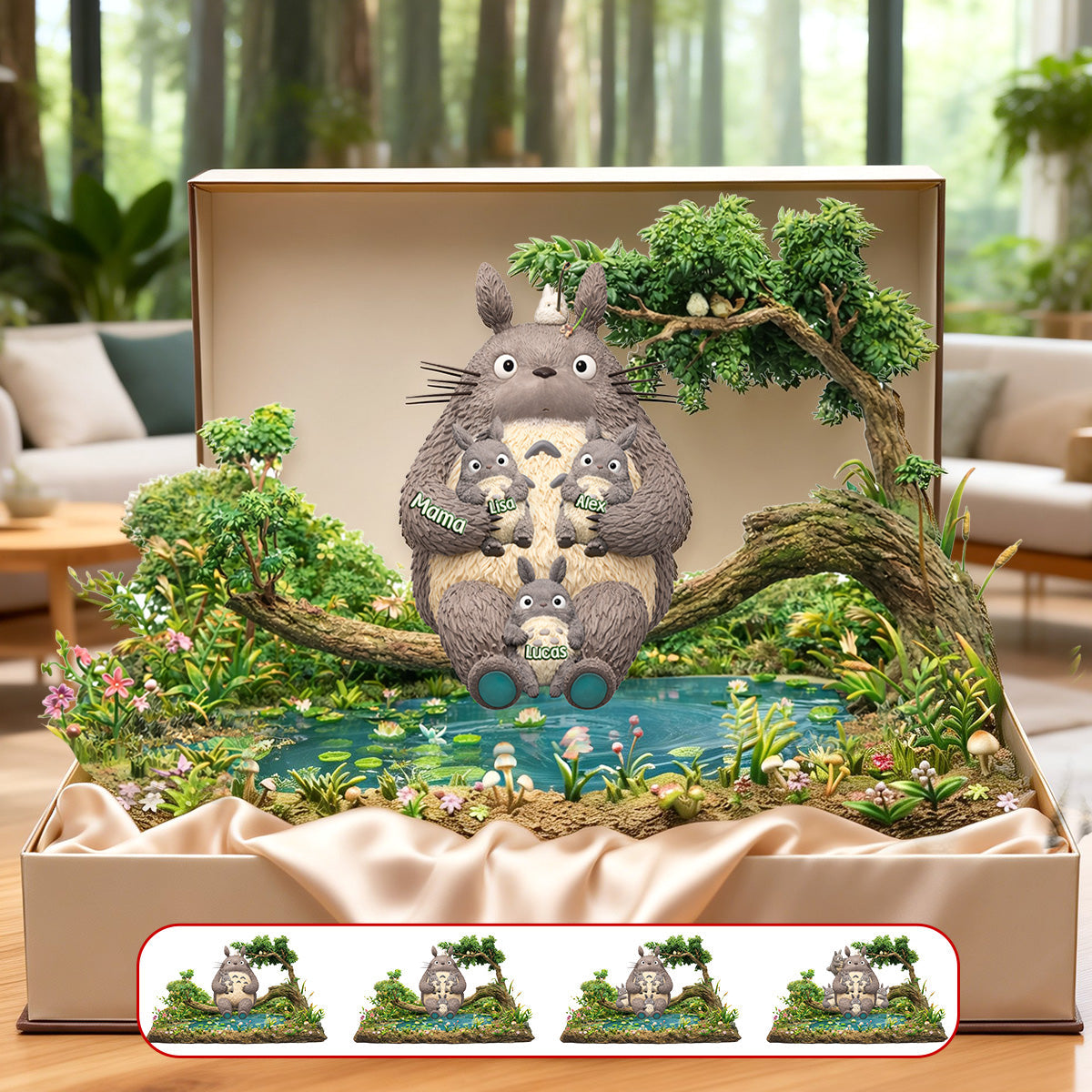 Family Bonding in Nature - Personalized Mom and Kids Forest Acrylic Plaque Shaped Plaques PopCulturePrints