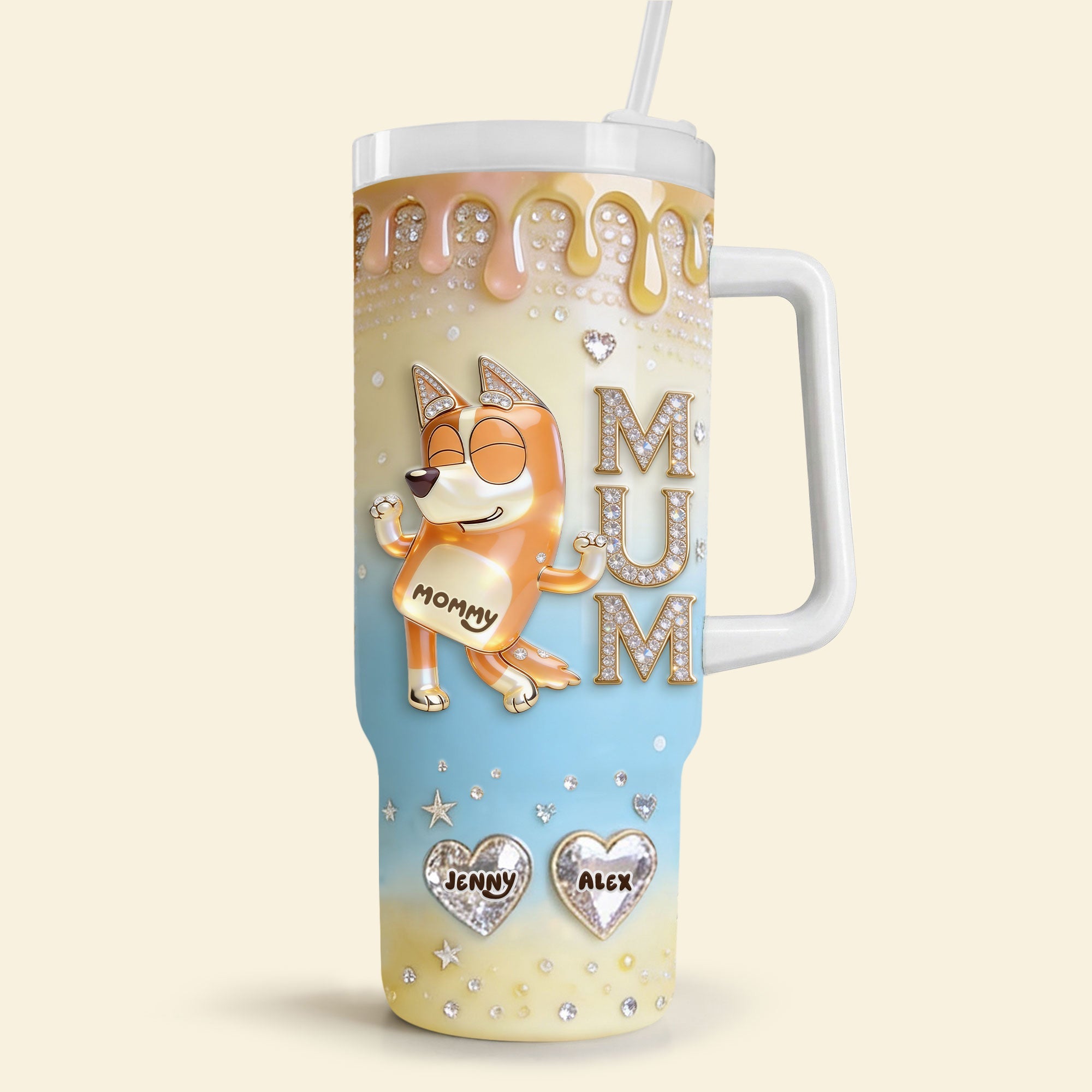“Every Sip is a Hug” - Puppy Mum and Kids Tumbler - Personalized Gift for Mom and Grandma Tumbler Cup PopCulturePrints