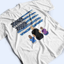 Load image into Gallery viewer, “Celebrate Family with Stars &amp; Stripes” - Personalized T-Shirt for Dads and Grandpas T-shirt PopCulturePrints
