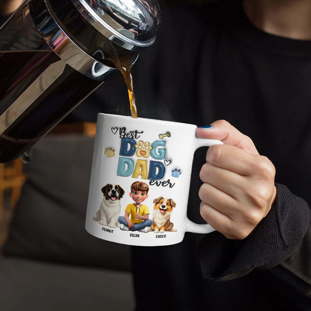 Best Dog Dad Ever - Personalized White Edge-to-Edge Mug Mug PopCulturePrints
