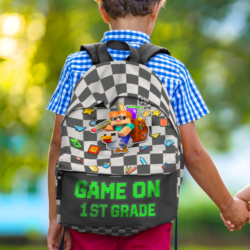 Game On: Pixel Style Backpack - Personalized Gift for Kids Who Love Gaming Backpack PopCulturePrints