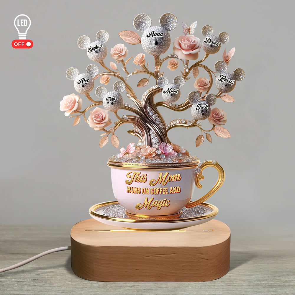 This Mom Runs On Coffee And Magic - Personalized Mouse LED Light Led Night Light PopCulturePrints